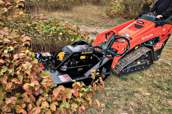 Compact brush mower on Kubota